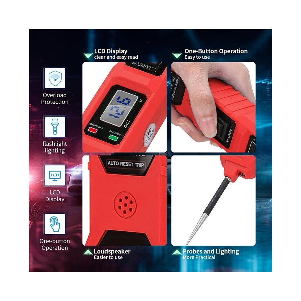 Power Circuit Probe Tester, 6V-24V Automotive Car Electric Fuse & Voltage Tester With Led Test ,Hd Lcd Readout Light 6032536515943
