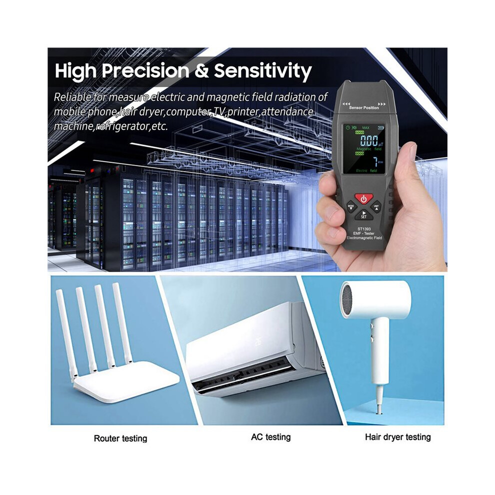 St1393 Emf Meter Electromagnetic Field Emf Detector Handheld Digital Lcd Electromagnetic Field Radiation Tester 6034214875028