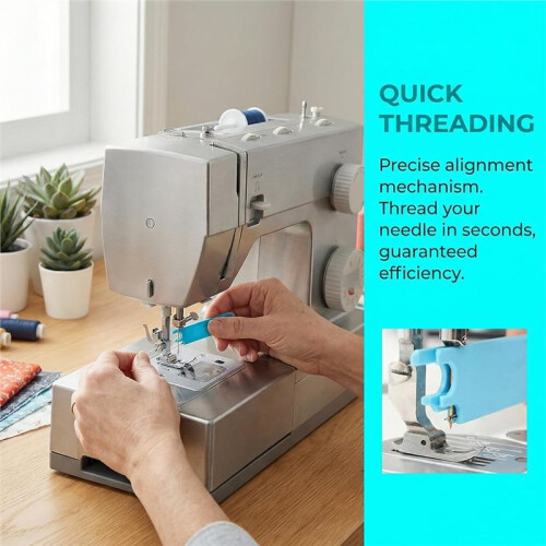 Sewing Machine Needle Threader with Seam Ripper, Magnifier, and Ruler for Quilting and Crafts 1