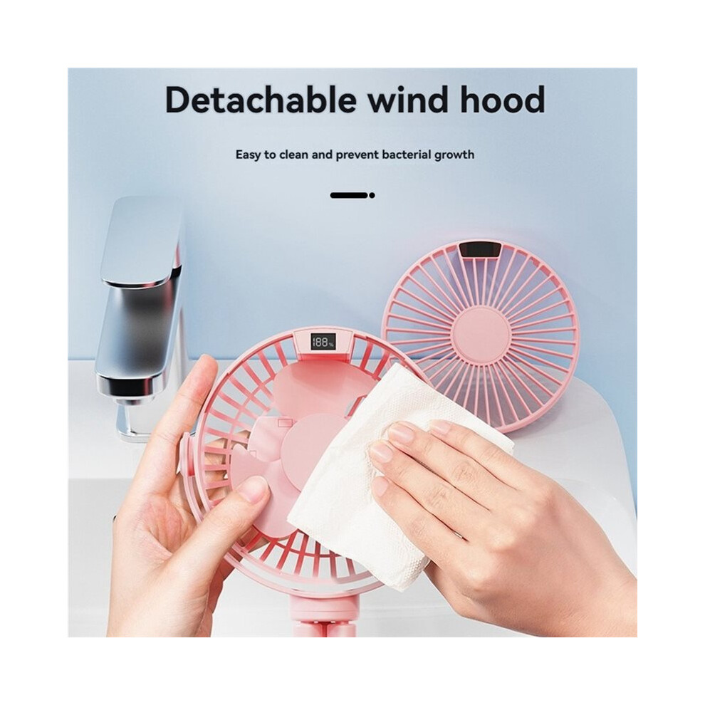 Portable Stroller Fan with Display 4000mAh  Clip  Fan 4-Speed Rechargeable Cooling Fan for Baby Car  B