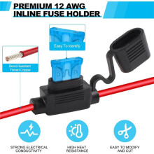 1 Juego/4 Piezas de Portafusibles en Línea de 12 AWG, Portafusibles Impermeables de 12 V con 35 Fusibles Estándar, para Coches Pequeños y Medianos