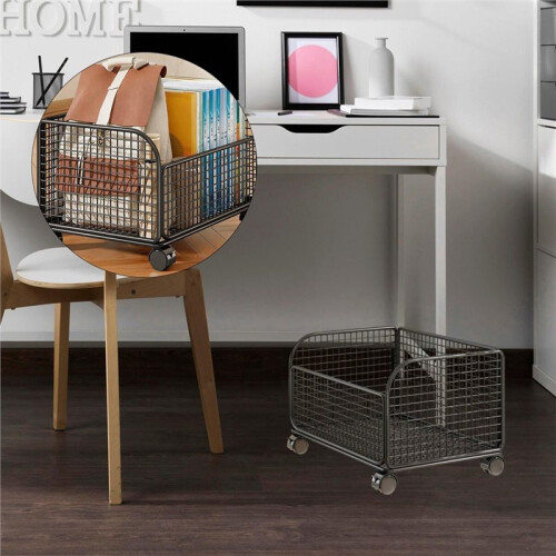 Under Desk Mobile Mesh Rolling File Organizer Cart with Lockable Casters for Small Spaces Black 1