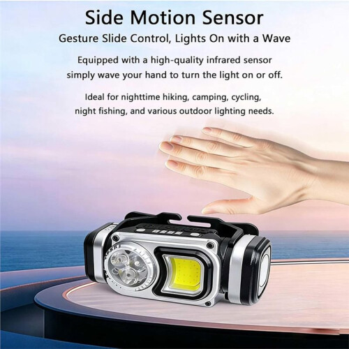 4 Pack LED Headlamp Rechargeable Flashlight with Motion Sensor , LED Headband Flashlight for Work,Running,Hiking,Camping 1