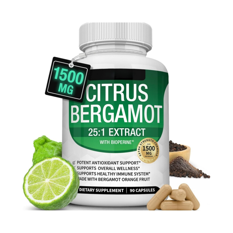 (1pcs) Citrus Bergamot Supplement 1500mgï¼25:1 Bergamot Extract to Support Overall Healthï¼90 Capsules