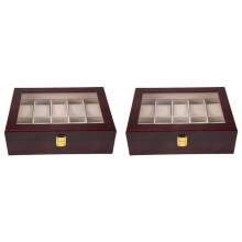 2X Luxury Wooden Watch Box Watch Holder Box for Watches Men Glass Top Jewelry Organizer Box 10 Grids Watch Organizer