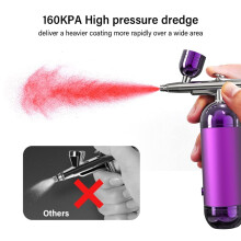 (PURPLE) Airbrush Nail With Compressor Portable Air brush For Nails Art Paint Cake Crafts Portable Nails Spray AirBrush Compressor Kit