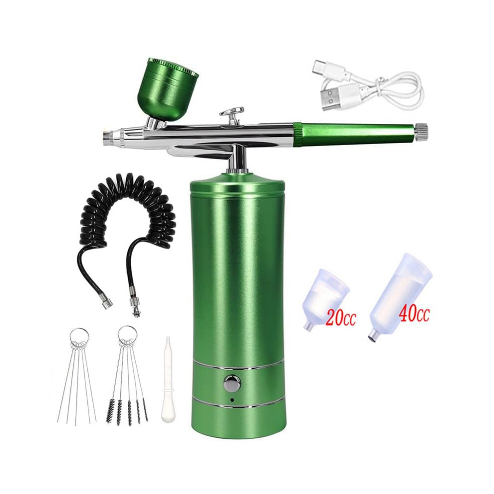 (Green) Airbrush Nail With Compressor Portable Air Brush With Compressor For Nails Art Cake Painting Craft Airbrush Nail Art Compressor 4017648550022