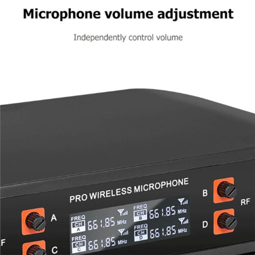 Wireless Microphone Headset 4 Channel UHF Fixed Frequency Dynamic Microphone for Karaoke Wedding Party Band Church EU 2