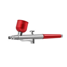 (Red) Airbrush Mini Spray Gun for Painting Model Cake Paint Spray Gun 0.3mm Nozzles Portable Air brush Spray Gun with Cleaning Kit