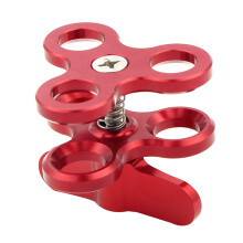 Kugelklemme 3 LöCher Tauchlampen Arm Butterfly Clip Halterung für Action Kamera Taschenlampenstativ,Rot