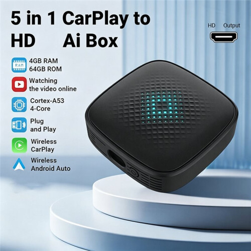 5 In1 WIreless Carplay Ai Box Android14,Carplay,Android Auto,HiCar Four Systems Can Be Switched 4+32G 1