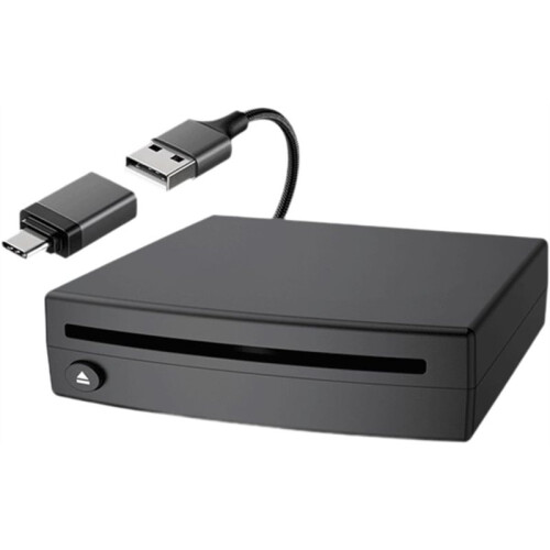 Leitor de CD para Carro, Leitor de CD Externo Portátil para Carro com USB, Conecte e Use, Que Se Conecta A Laptops, Desktops, TVs e Computadores.