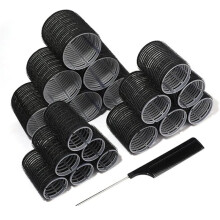 18-Teiliges Set Schwarzer Lockenwickler für Ponyfrisuren, Salon-Lockenwickler, Haarstyling-Werkzeuge