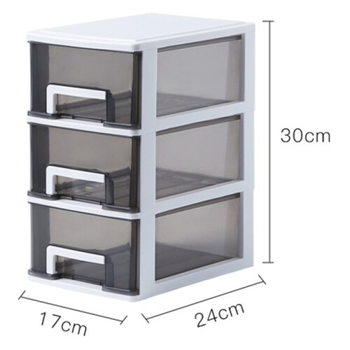 Four-Layer Drawer Type Storage Box, Transparent Black White, Ideal for Home 3 Drawer