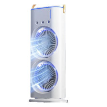 1 Pc USB Portable Dual- Fan Air Cooler, High-Power Desktop Cooling Fan for Office, Dormitory, Bedroom and Home Use