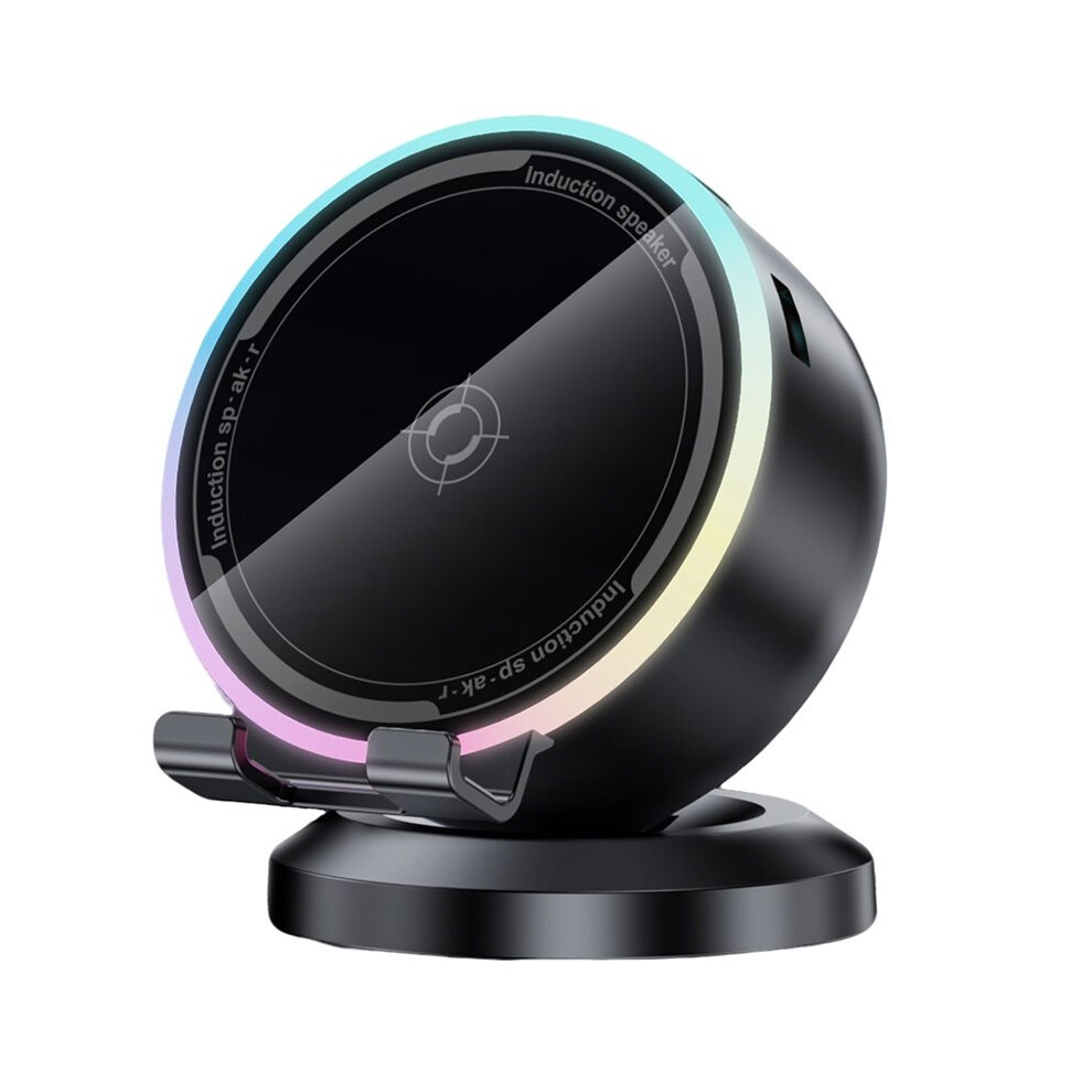 Wireless Induction Speaker With Rgb & 360 Rotation, Hd Surround Sound Speaker Desktop Phone Stand Light 6032475633432