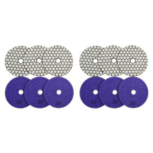 12Pcs Dia 4Inch/100mm Grit 30 Diamond Dry Polishing Pads Resin Bond Flexible Dry Sanding Disc for Granite Marble Ceramic