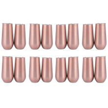 16 Packs Stemless Champagne Flutes Wine Tumbler, 6 OZ Double-Insulated Wine Tumbler with Lids Unbreakable Cocktail Cups