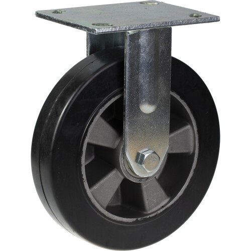 Parnells 200mm 8" castor black rubber fixed strong 900kg capacity, set of 2 1