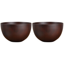 2X Holzschalen Im Japanischen Stil, Salat, Nudeln, Obst und Müsli Holzschalengeschirr, Rotbraun