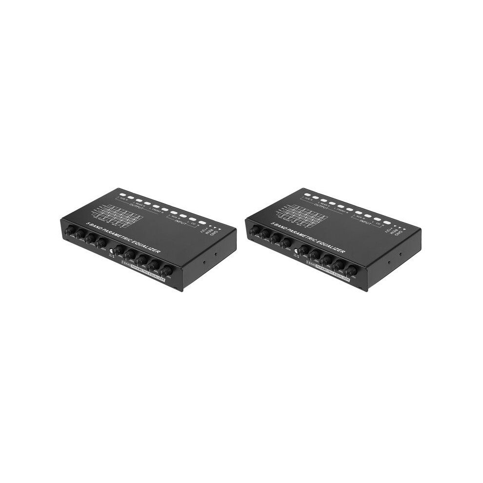 2X 5-Band Car Audio Equalizer, Adjustable 5 Bands Eq Car Amplifier Graphic Equalizer With Cd/Aux Input Select 4713852793421