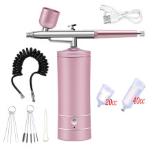 (Pink) Airbrush with Compressor Airbrush Spray Gun for Paint Painting Modeling Crafts Nail Art Cake Portable Wireless Spray Gun Kit