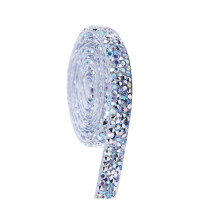 1Yard Rhinestones Resin Trim Strass Decorative Tape Handmade Rhinestone Tape Applicator Ribbon with Appliques 10mm
