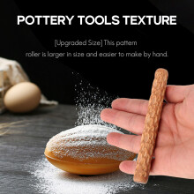 2Pcs Clay Modeling Pattern Rollers, Cobblestone Wood Grain Pattern Clay Rolling Pin Textured Hand Roller Pottery Tools