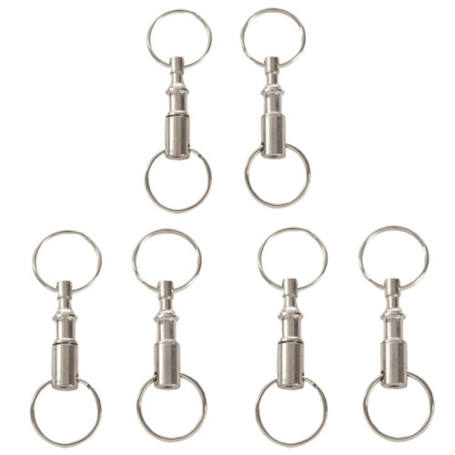6 Pieces Removable Double Keychains Iron Nickel Double Detachable Keychain Double Keychain Rotating Ring Keychain