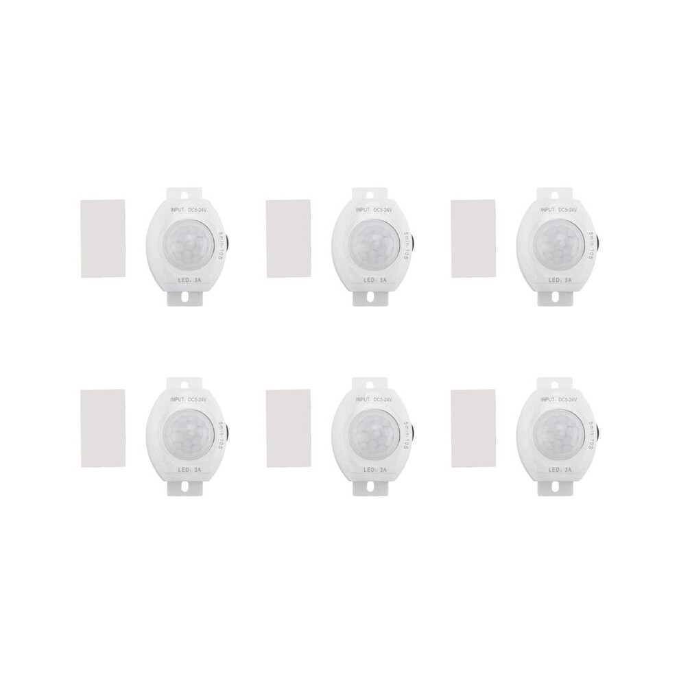 6X Pir Infrared Motion Sensor Detector Dc5-24V Auto Off Timer Led Body Pir Motion Sensor Lamp(White) Light/White 4711228478033