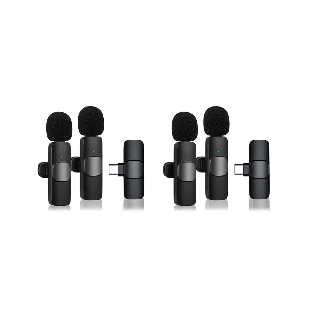4X Wireless Lavalier Microphone For Usb-C, Plug And Noise Reduction Auto Sync Lapel Mic Live Stream,Vloggers 6033793821341