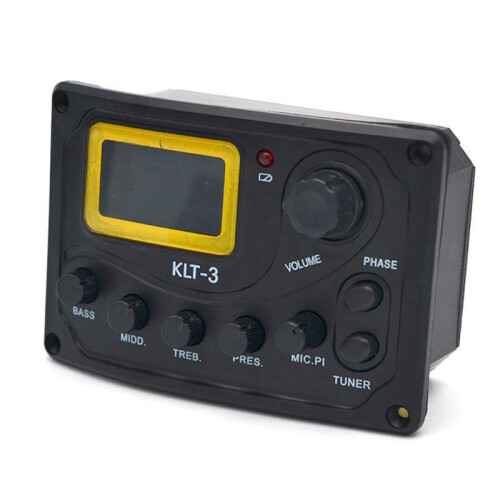 2X 4 Band EQ Equalizer KLT-3 Akustisk Gitarr Bas EQ Förförstärkare med Digital Tuner Gitarr Pickup