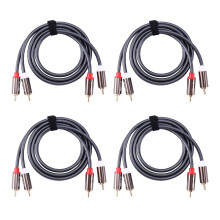 Rexlis 4X 2 Rca to 2 Rca Male to Male Hifi Audio Cable Ofc Av Speaker Wire for Tv Dvd Amplifier Subwoofer Soundbar 1M