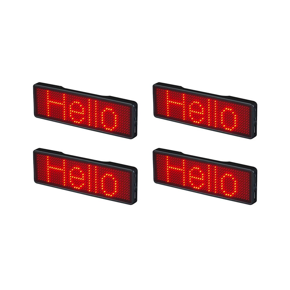 4X Led Name Badge Rechargeable Sign Diy Programmable Scrolling Message Board Display Led,Type 2 Light 4713058918765