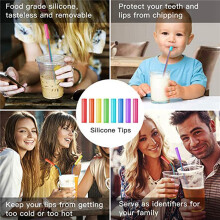 32 Pack Rainbow Color Reusable Metal Straws with Silicone Tip Colored Long Stainless Steel Straws Drinking Straw