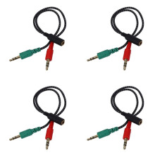 4X Headphone Splitter for Computer, Earphone Adapter for PC Audio & Mic, 3.5mm Female to Dual 3.5mm Male