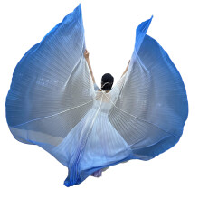Eleganter Bauchtanz-Fächer mit Farbverlauf in Blau für Damen mit