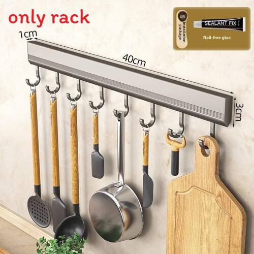 (Gray 8Hooks) Durable Wall Steel Shelf With Hooks For Kitchen Organization Storage Spice And