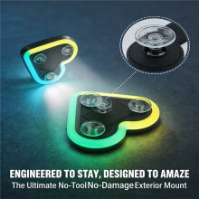 2er-Set Solarbetriebene, Herzförmige RGB-Auto-Ambientebeleuchtung mit Dynamischer LED-Neon-Autofensterdekoration und Saugnapf