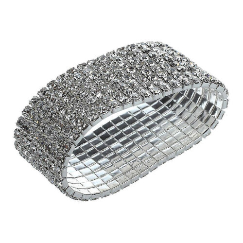 Wedding Bridal Stretchy 8 row Rhinestone Bracelet Bangle 28 mm 1