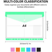 48 Packs Binder Pocket 11 Holes Expandable Binder Folders for 2/3/4 Ring Binder Plastic Envelope File Document Pouch
