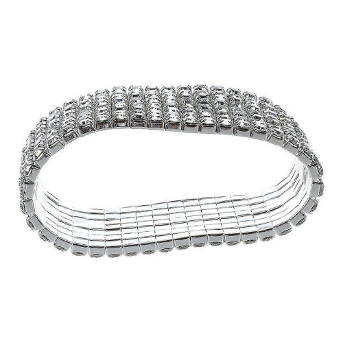 Wedding Bridal Stretchy 8 row Rhinestone Bracelet Bangle 28 mm 2