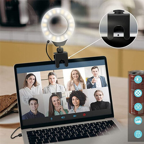 Adjustable LED Selfie Light Vedio Lamp with Clip  Laptop Computer for Live Streaming Self Broadcasting Conference Chat 2