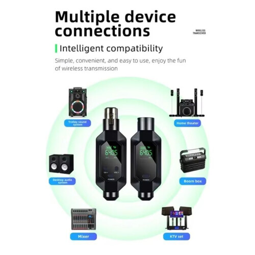 Wireless Microphone Converter XLR Transmitter and Receiver for Dynamic Microphone Guitar Receiver Transmission Adapter 2