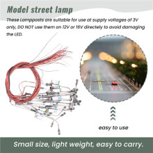 20 Stycken Minimodell Järnvägståg Lyktstolpe Street Light LEDs Varmvit HO Skala 1:100 Trädgårdslandskapsljus
