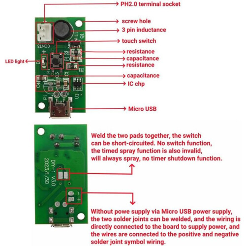6Pack  5V USB Humidifieration Atomization Disc Mirco Interface Atomization Drive Circuit Board for DIY Home 2