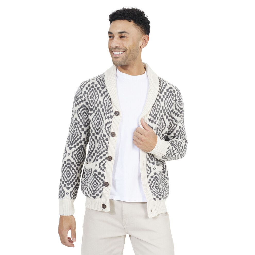 Brave Soul (S, Oatmeal/Slate ) Mens Shawl Collar Cardigan Grey