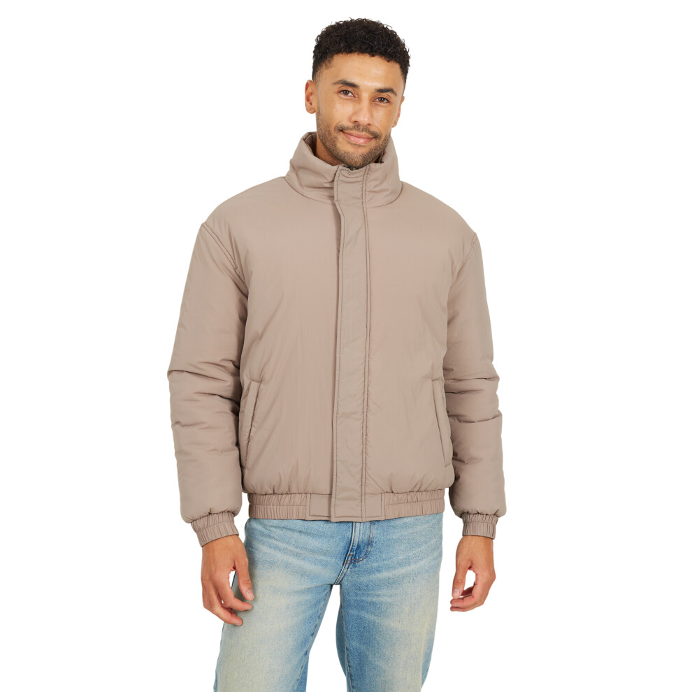 Brave Soul (Xl, Taupe) Mens Padded Oversized Bomber Jacket
