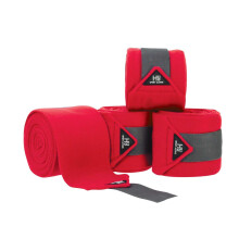 (Cob/Full, Rosette Red) Hy Sport Active Luxury Horse Bandages (Pack of 4)