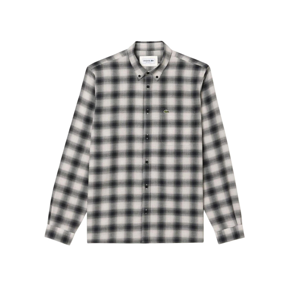 Lacoste (16.5 In, Black/White) Mens Flannel Regular Shirt